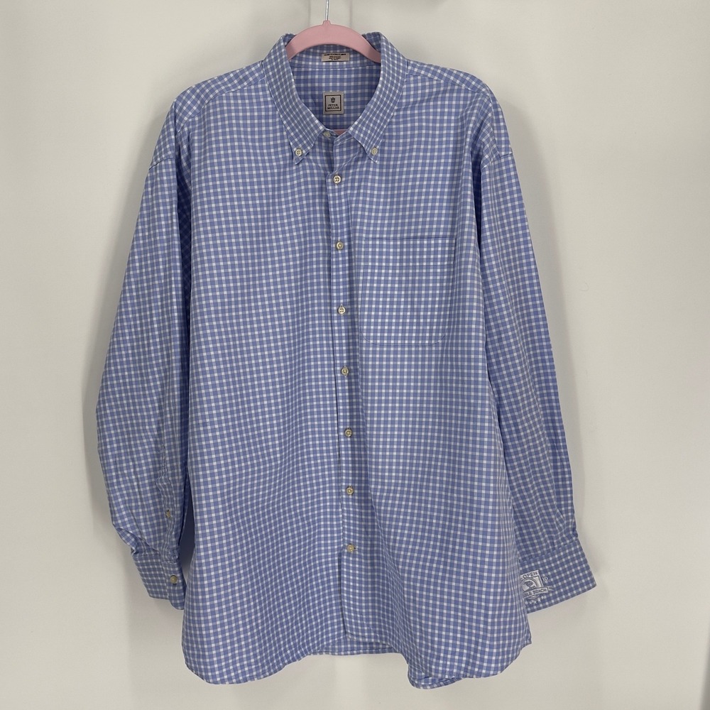 Peter Millar Mens XXL 2010 US Open Pebble Beach Gingham Button Down Shirt‎ Blue